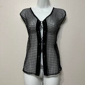 Vintage y2k Black Fish Net Top M